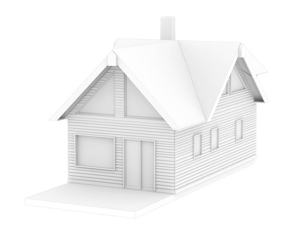 House isolated on white background. 3d rendering - illustration - Foto, Imagen