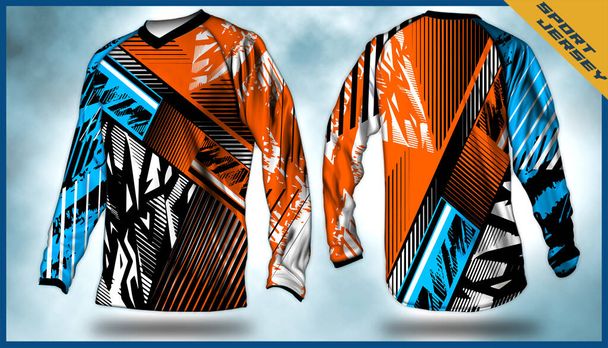 T-shirt a maniche lunghe Motocross vector, design astratto sullo sfondo per uniformi espressive moderne, unisex sport wear.sublimation - Vettoriali, immagini