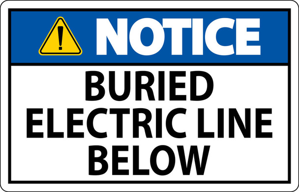 Ilmoitus merkki haudattu Electric Line alla valkoisella taustalla - Vektori, kuva