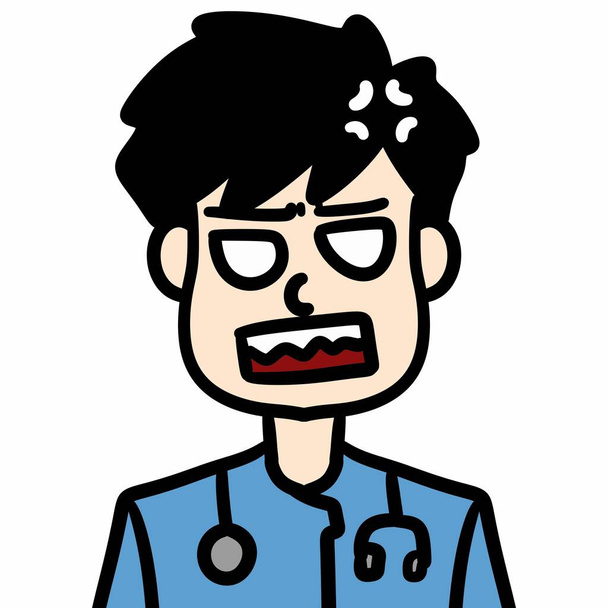 白い背景の医者の漫画のキャラクター - 写真・画像
