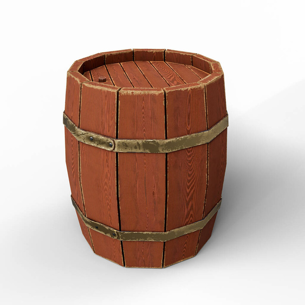 Old Wooden Cask Barrel. 3D Illustration. File with Clipping Path. - Photo, Image
