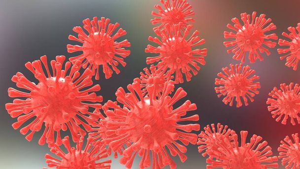 Coronavirus close-up scene isolated on background. Ideal for large publications or printing. 3d rendering - illustration - Foto, Imagem