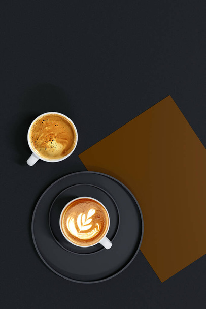 κοντινό πλάνο από ένα φλιτζάνι ζεστό καφέ και φασόλια σε ένα παρθένο λευκό φόντο. Το αρωματικό μείγμα των σκουρόχρωμων κόκκων καφέ υπόσχεται ένα νόστιμο ξύπνημα για να ξεκινήσει την ημέρα σας - Φωτογραφία, εικόνα