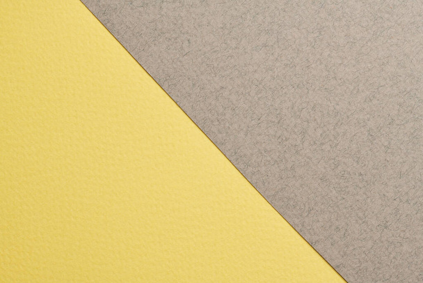 Rough kraft paper background, paper texture gray yellow colors. Mockup with copy space for tex - Fotoğraf, Görsel