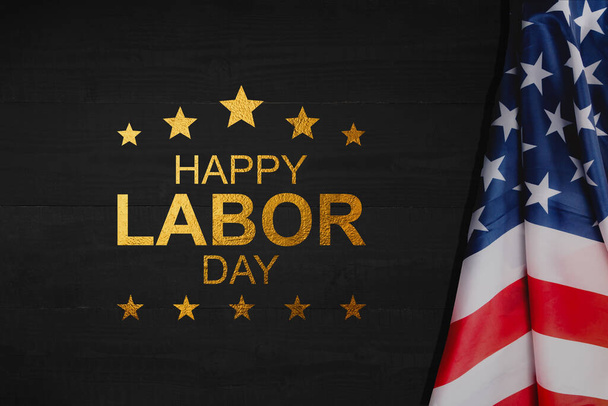 Labor day card design, vector illustration. Golden Text Happy Labor Day. - Фото, изображение