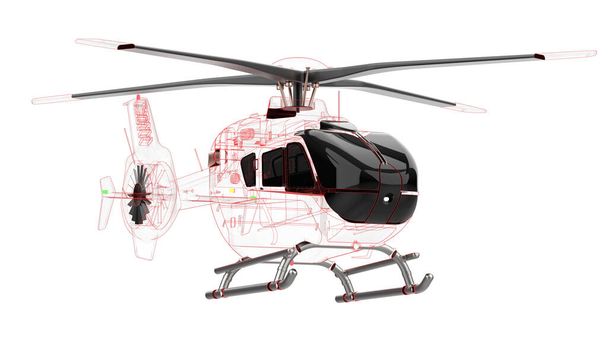 Современный вертолет на белом фоне - Фото, изображение