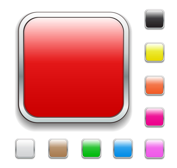 Fényes színes négyzet gomb - Vektor, kép