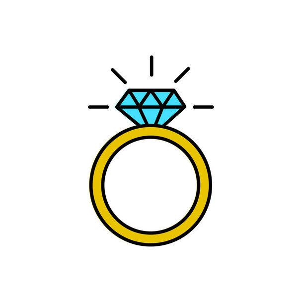 Diamond wedding ring. Jewelry related icon. Vector illustration. EPS 10. Stock image. - Vetor, Imagem