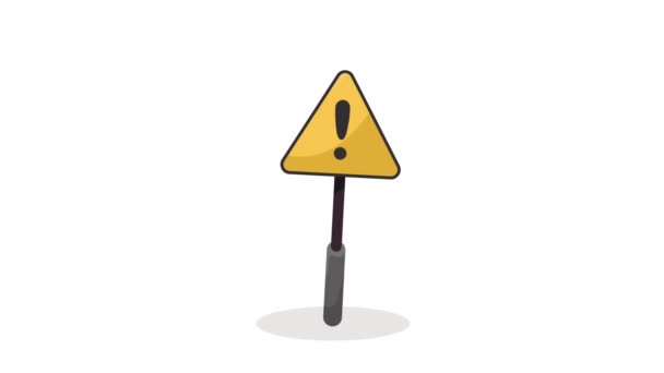 símbolo de alerta en la animación triangular 4k video animado - Imágenes, Vídeo