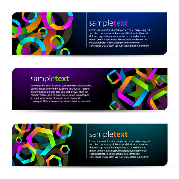 Abstract vector black banners with colorful shapes - Vektori, kuva