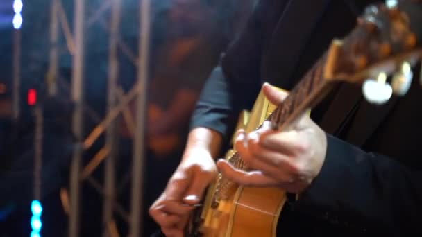 Guitarist playing electric guitar close-up. Slow motion - Footage, Video