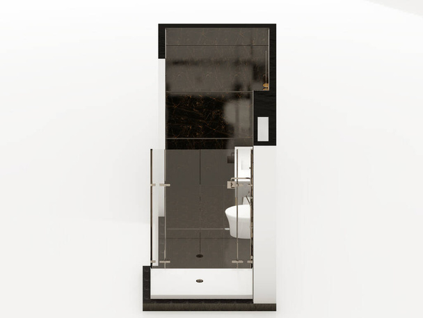 Baño de mármol negro 3d interior isométrico - Foto, imagen