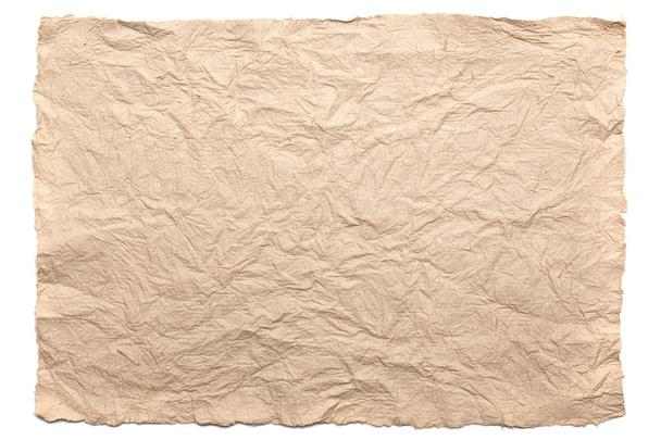 Old Crumpled Paper on white background - Foto, afbeelding