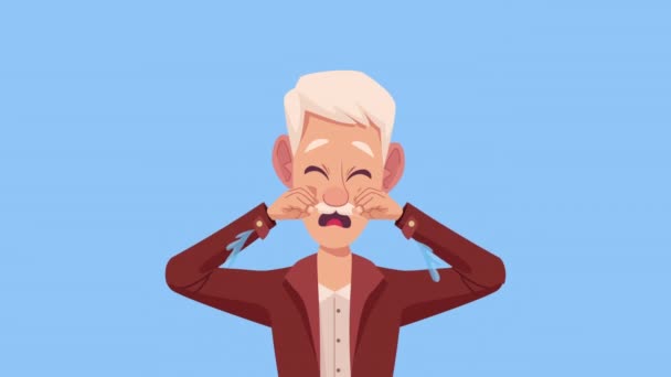 vecchio uomo piangendo personaggio animazione 4k video animato - Filmati, video