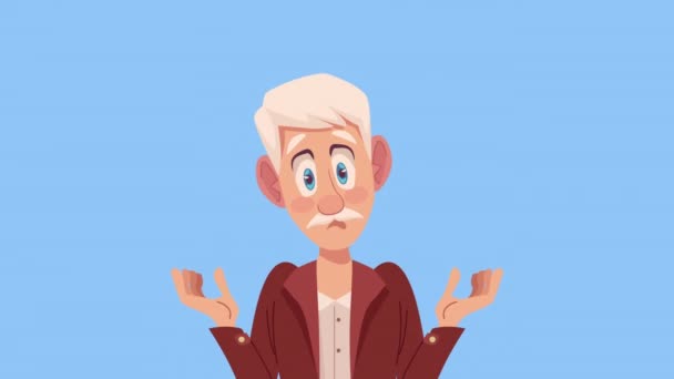 vecchio confuso personaggio animazione 4k video animato - Filmati, video