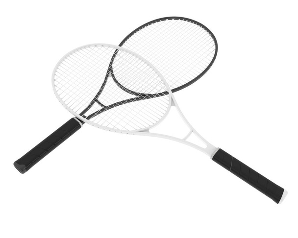 Illustration 3D de deux raquettes de tennis isolées sur fond blanc  - Photo, image