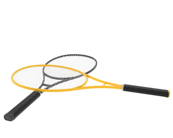 Illustration 3D de deux raquettes de tennis isolées sur fond blanc  - Photo, image