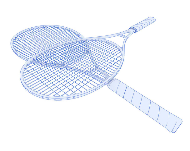3d ilustración de dos raquetas de tenis aisladas en blanco  - Foto, imagen
