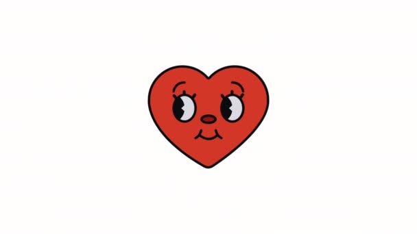 corazón kawaii estilo de animación de personajes 4k video animado - Metraje, vídeo
