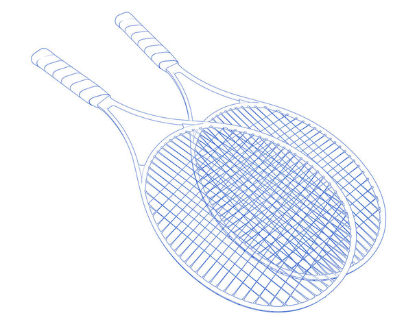 tenisové rakety izolovaných na bílém pozadí - Fotografie, Obrázek