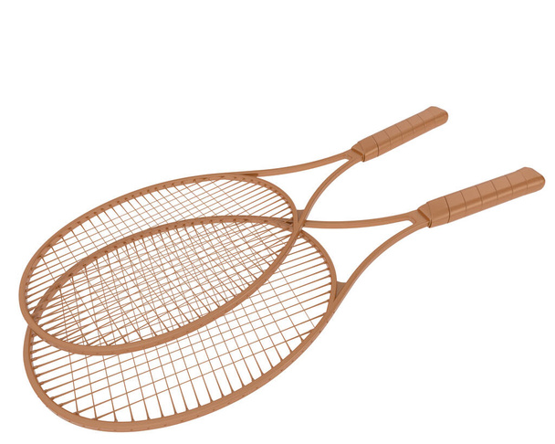 Теннисные ракетки изолированы на белом фоне
 - Фото, изображение