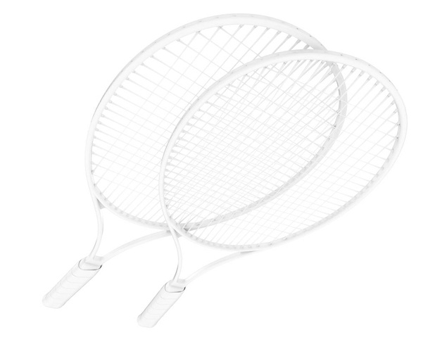 Tenis raketlerinin üç boyutlu çizimi. spor etkinlik ekipmanı - Fotoğraf, Görsel