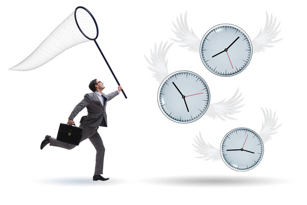Határidő-koncepció az üzletemberrel órákat fogni - Fotó, kép