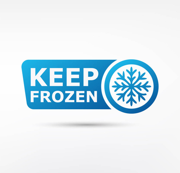 Halten Sie das Etikett eingefroren. Halten Sie eingefroren - Abzeichen für Produkt. Aufkleber mit Schneeflocke und Thermometer - Vektor, Bild