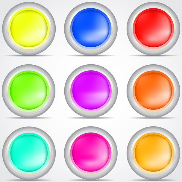 Set of colored buttons with shadow Vector illustration - Вектор,изображение