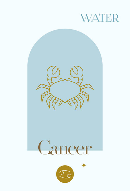 Zodiac Water Cancer. Vector Illustration of Celestial Symbol. Astrology and Future Prediction. Horoscope Sign. - Vector, Image