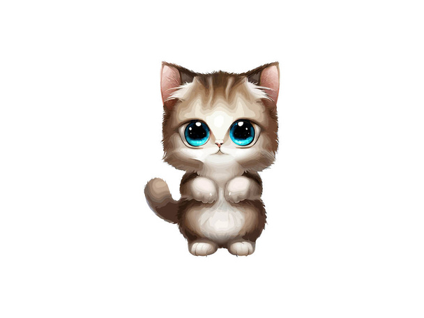 Illustration vectorielle chat mignon, aquarelle réaliste. - Vecteur, image