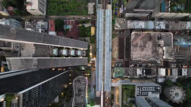 Aerial view of Ploenchit road by night in Bangkok Downtown, financial district and business center, Thailand, south east asia - Footage, Video