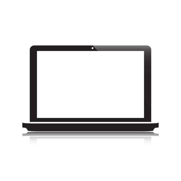 Laptop with reflection on white background vector illustration - Vektor, obrázek
