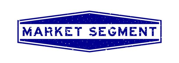 Grunge modrý trh segment slovo šestiúhelník gumové razítko na bílém pozadí - Vektor, obrázek