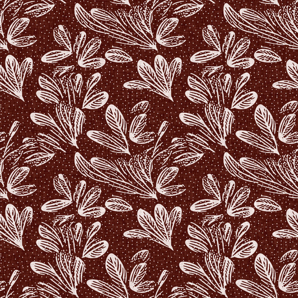 Marrone paese rosso floreale blockprint lino modello senza cuciture. Stampa Allover di cottage francese interno cotone effetto fiore tessuto sfondo - Foto, immagini
