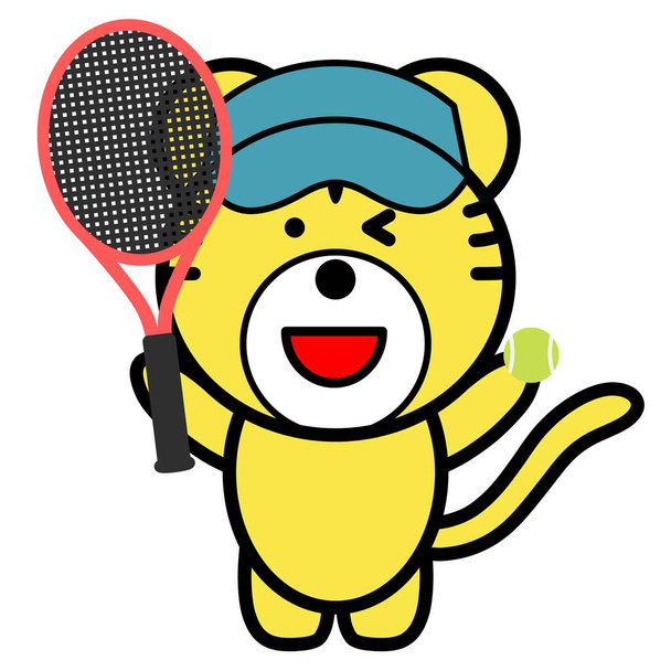 an illustration of tiger holding a tennis racket - Photo, Image