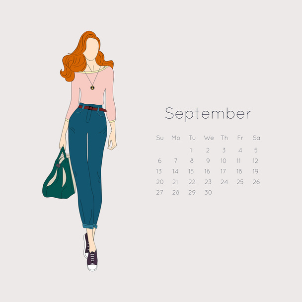 Calendar with fashion girl 2015 - Vettoriali, immagini