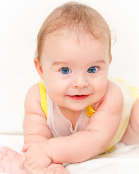 Cute smiling baby girl isolated on white - Φωτογραφία, εικόνα