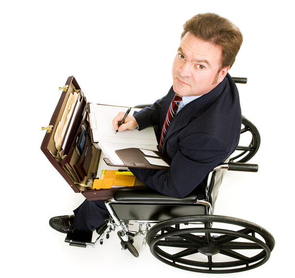 Disabled Businessman Takes Notes - Photo, image