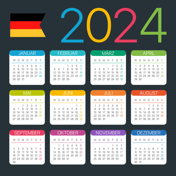 2024 Calendar - vector template graphic illustration - German version - Vector, Image