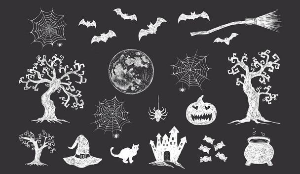 Halloween symboly ručně kreslené ilustrace - Vektor, obrázek