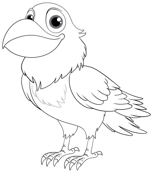 Una ilustración vectorial de dibujos animados de un cuervo de pie aislado sobre una ilustración de fondo blanco - Vector, imagen