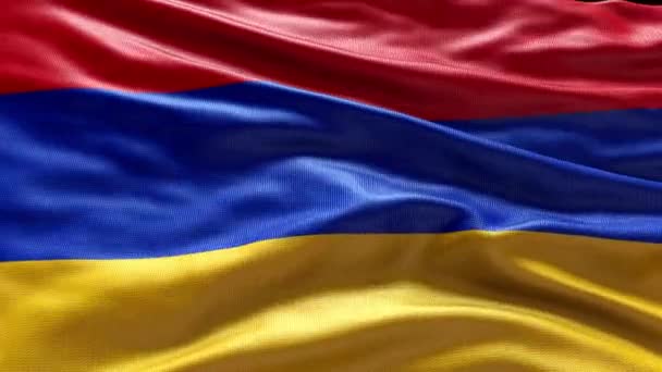 4k rendern Armenien Flagge Video weht im Wind. Armeniens Flagge weht im Wind. Realistischer Hintergrund der armenischen Flagge. Armenien Flagge Looping Nahaufnahme 1080p Full H - Filmmaterial, Video