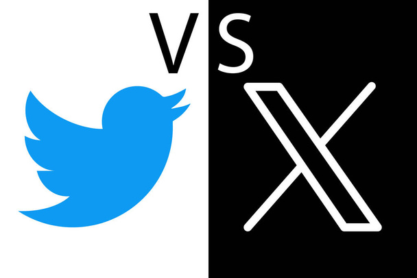 Twitter vs x.com. Novation Elon Mask. icono popular botón de redes sociales, logotipo de mensajería instantánea de Twitter. Vector editorial - Vector, Imagen