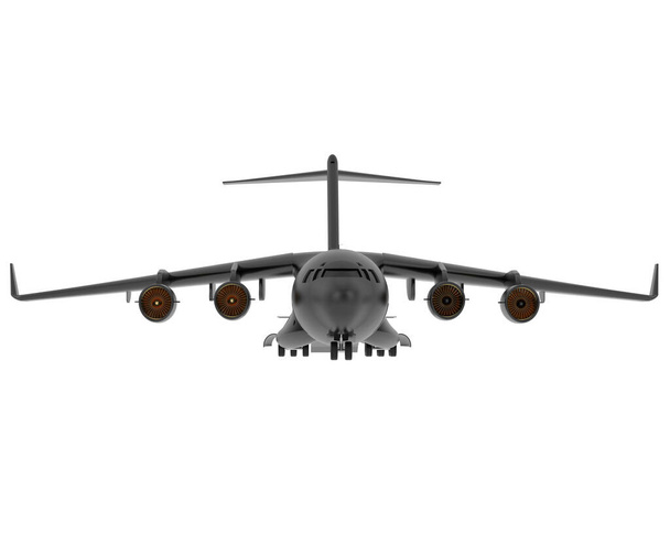Illustrazione 3d del piano nero c17. grande aereo da trasporto militare isolato su sfondo bianco  - Foto, immagini