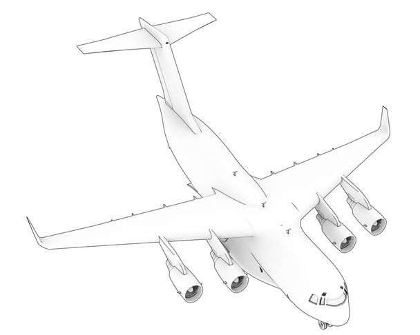 Illustrazione 3d di c17. grande aereo da trasporto militare isolato su sfondo bianco  - Foto, immagini