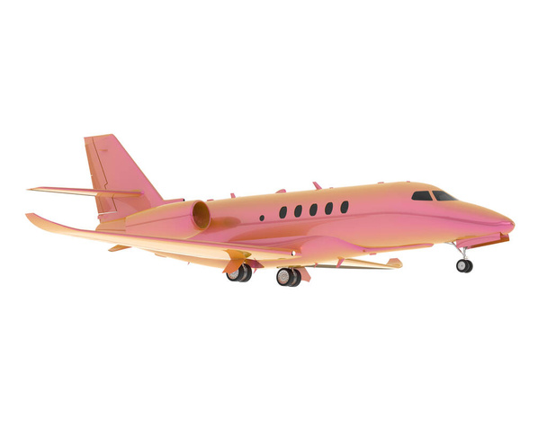 3D-Modell Illustration des rosa glänzenden Flugzeugs Cessna isoliert auf weißem Hintergrund - Foto, Bild