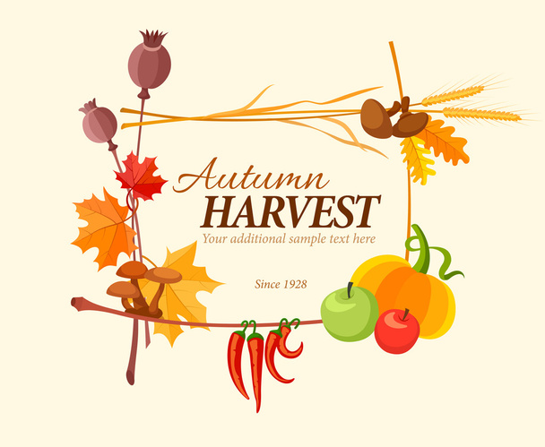 Autumn harvest frame for thanksgiving day - Vector, Image