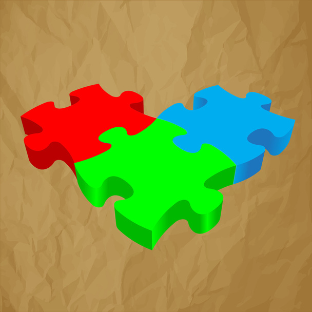 RGB Puzzle 3d vektor na zmačkaný papír hnědý pozadí - Vektor, obrázek