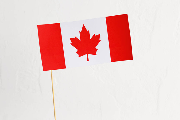 Bandera de papel de Canadá sobre fondo blanco, primer plano - Foto, Imagen